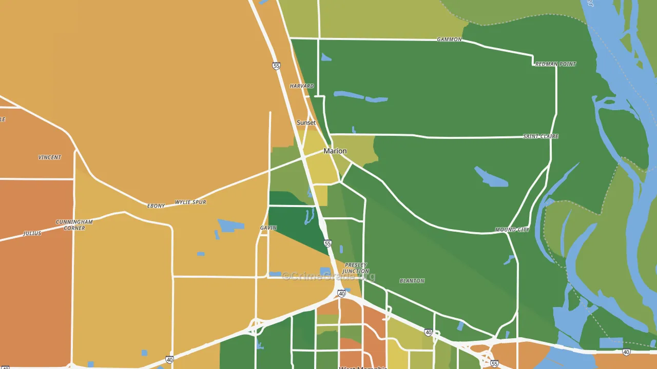 Marion, AR Map of Drug-Related Crime Rates