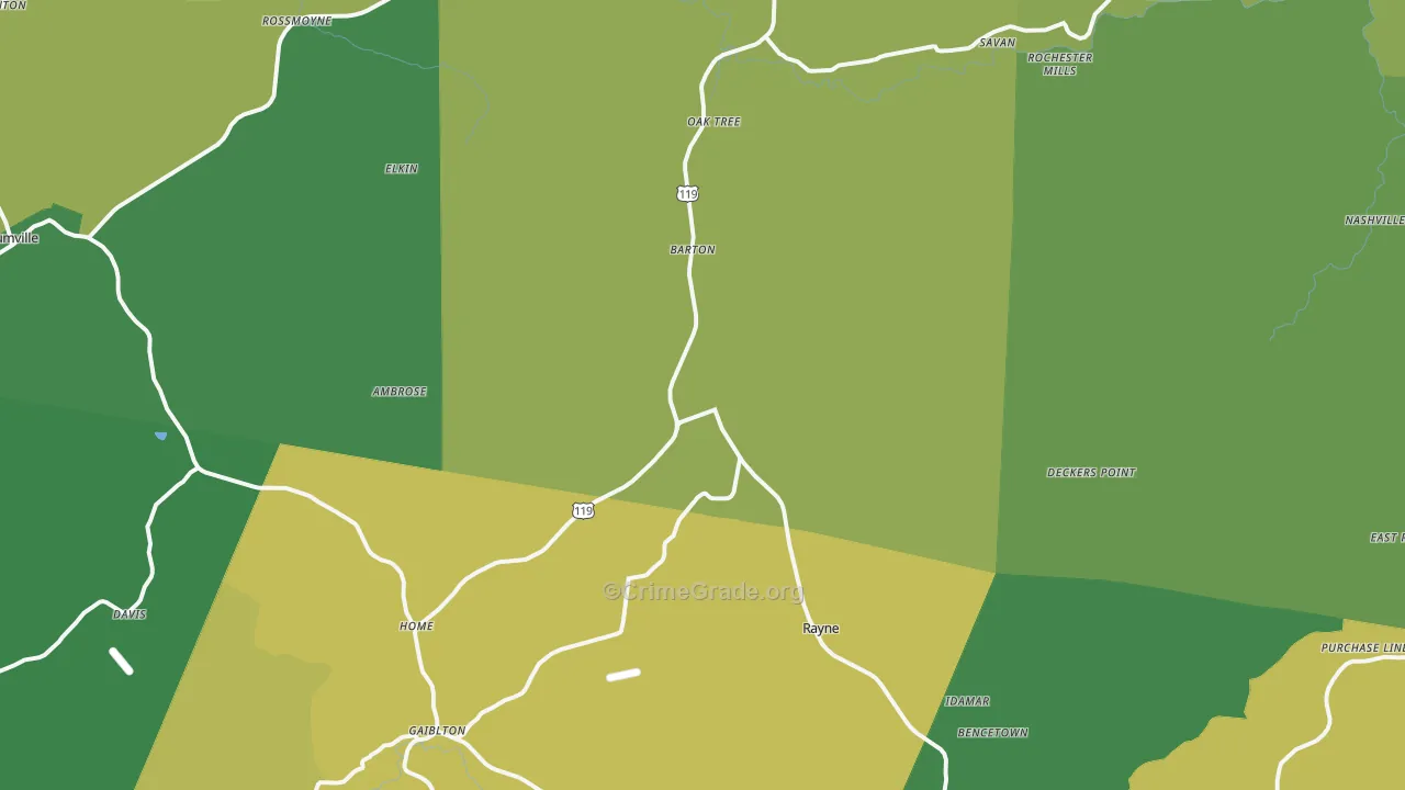 Marion Center, PA Map of Drug-Related Crime Rates