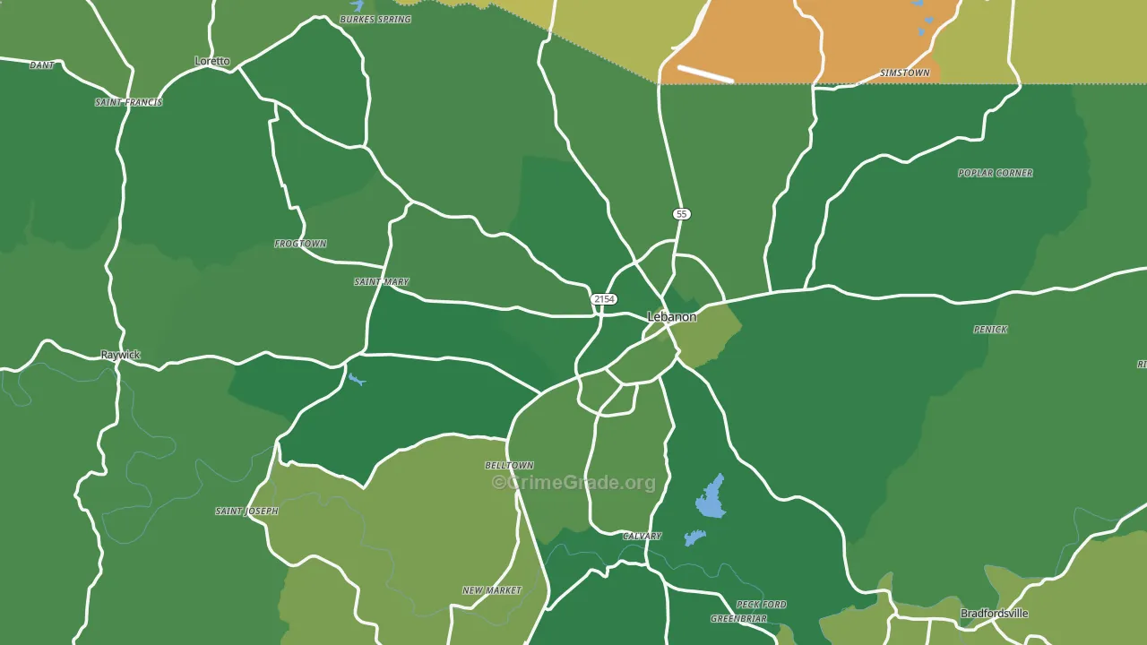 Marion County, KY Map of Drug-Related Crime Rates