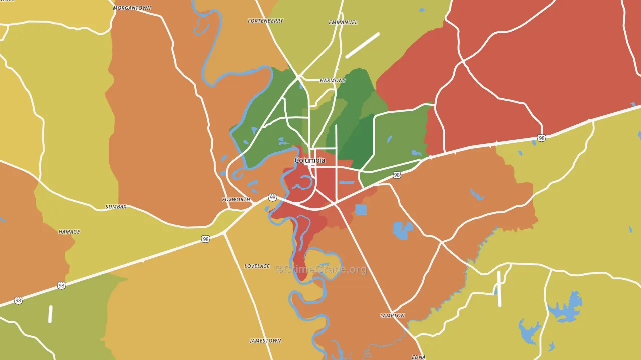 Marion County, MS Map of Drug-Related Crime Rates