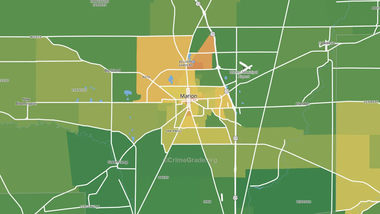 Marion County, OH Map of Drug-Related Crime Rates
