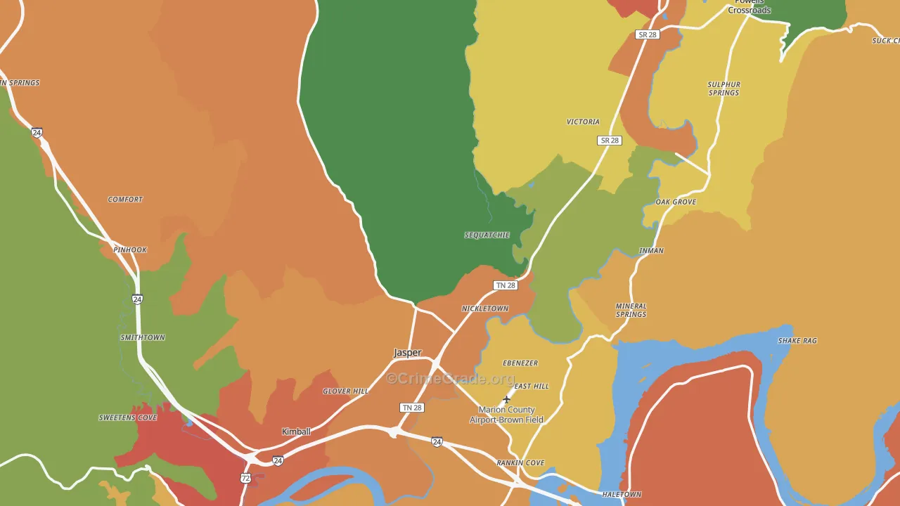 Marion County, TN Map of Drug-Related Crime Rates