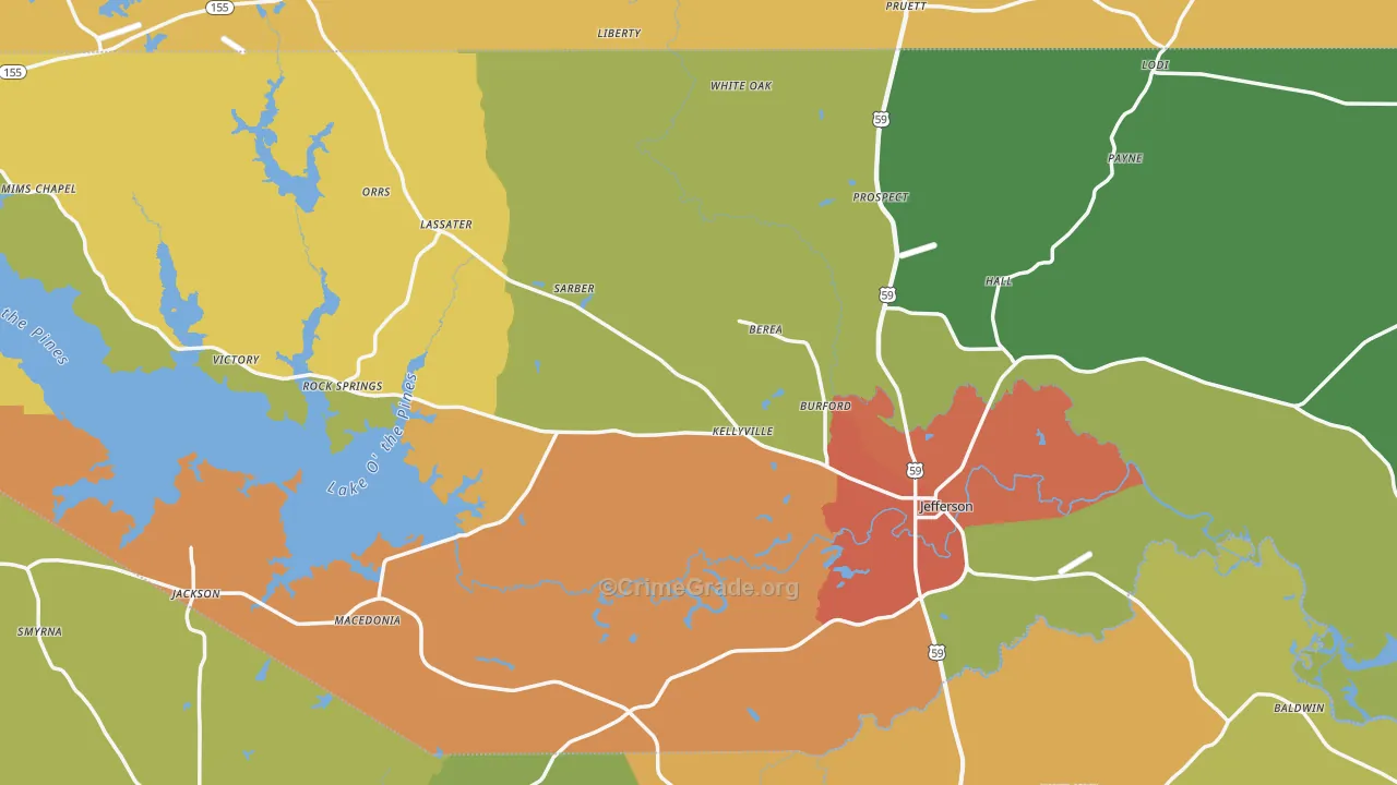 Marion County, TX Map of Drug-Related Crime Rates
