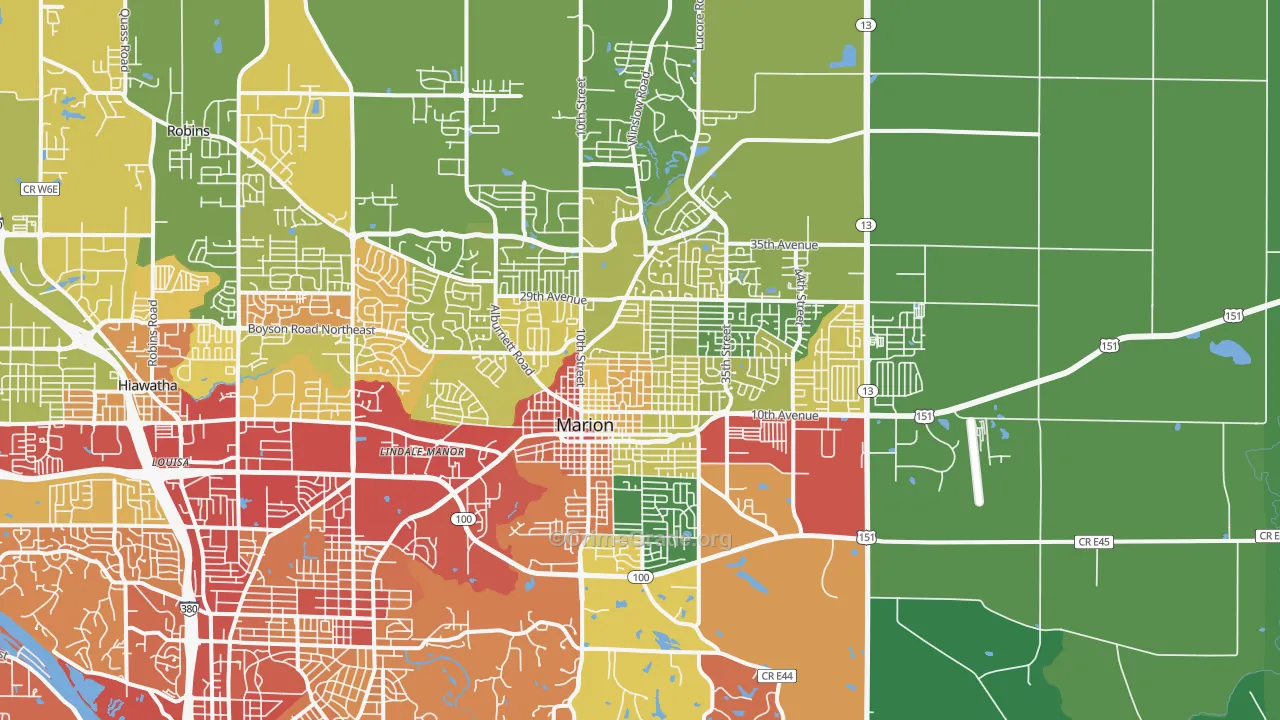 Marion, IA Map of Drug-Related Crime Rates