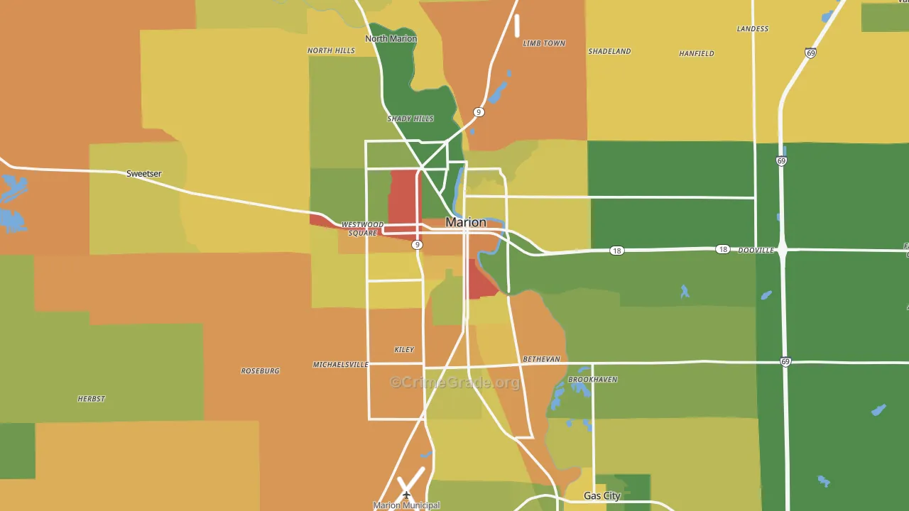 Marion, IN Map of Drug-Related Crime Rates