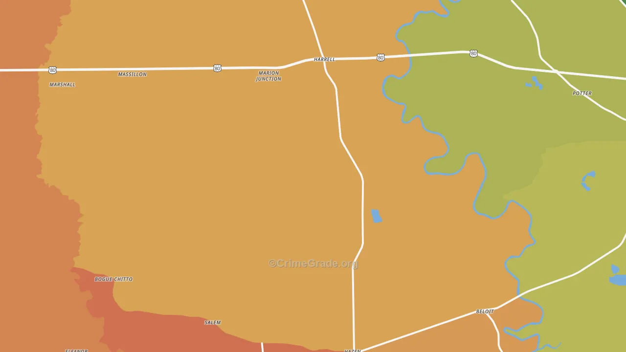 Marion Junction, AL Map of Drug-Related Crime Rates