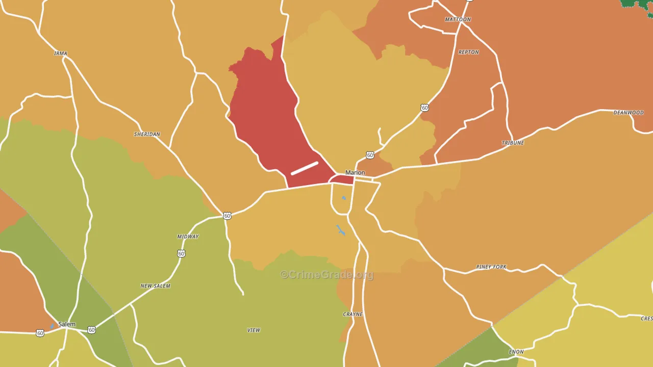 Marion, KY Map of Drug-Related Crime Rates