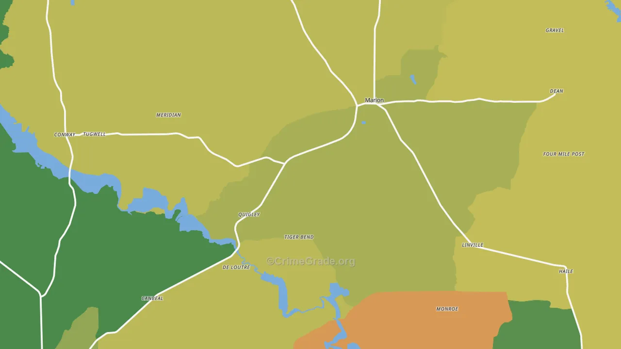 Marion, LA Map of Drug-Related Crime Rates