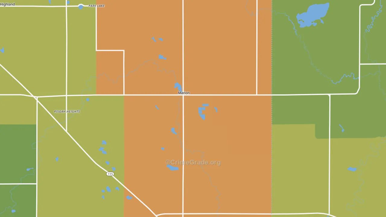 Marion, MI Map of Drug-Related Crime Rates