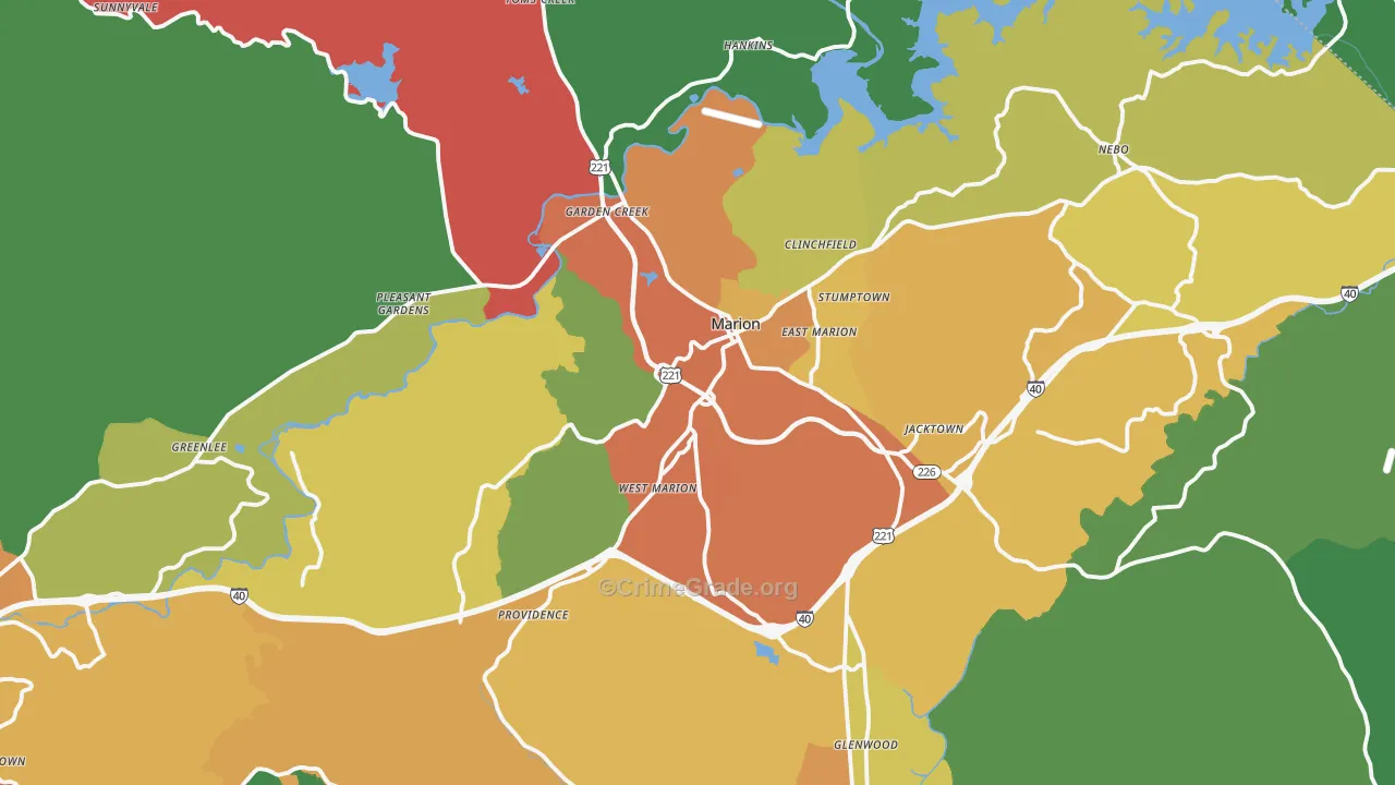 Marion, NC Map of Drug-Related Crime Rates