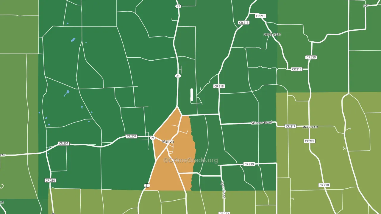 Marion, NY Map of Drug-Related Crime Rates