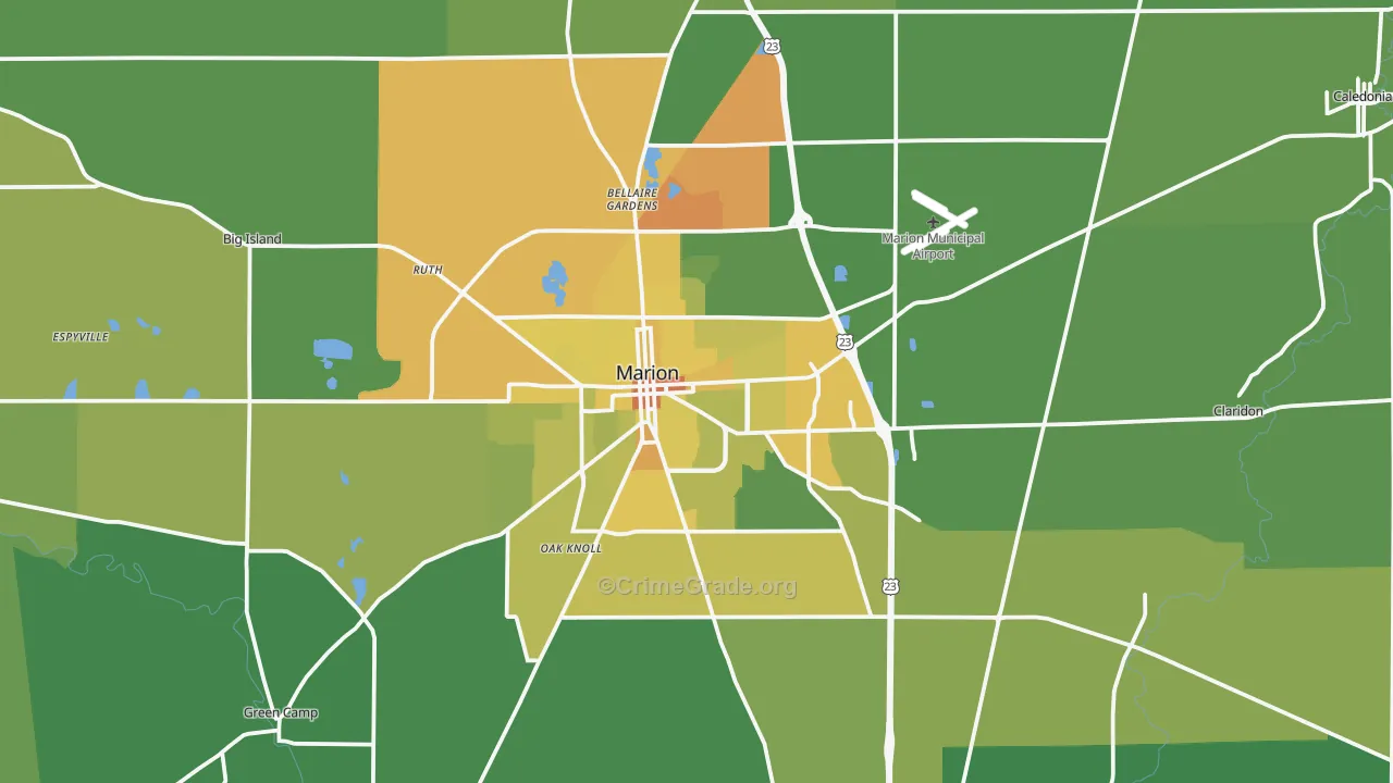 Marion, OH Map of Drug-Related Crime Rates