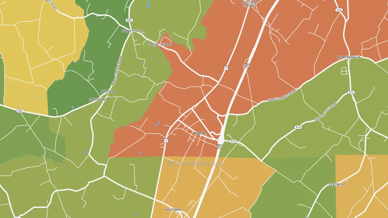 Marion, PA Map of Drug-Related Crime Rates