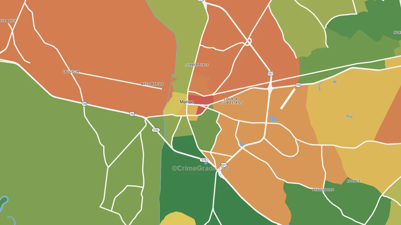 Marion, SC Map of Drug-Related Crime Rates