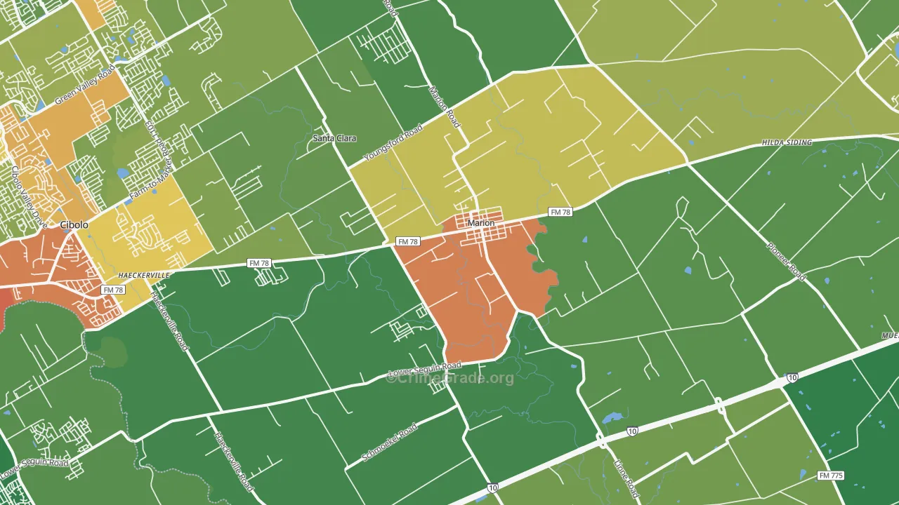Marion, TX Map of Drug-Related Crime Rates