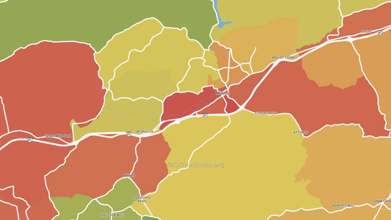 Marion, VA Map of Drug-Related Crime Rates