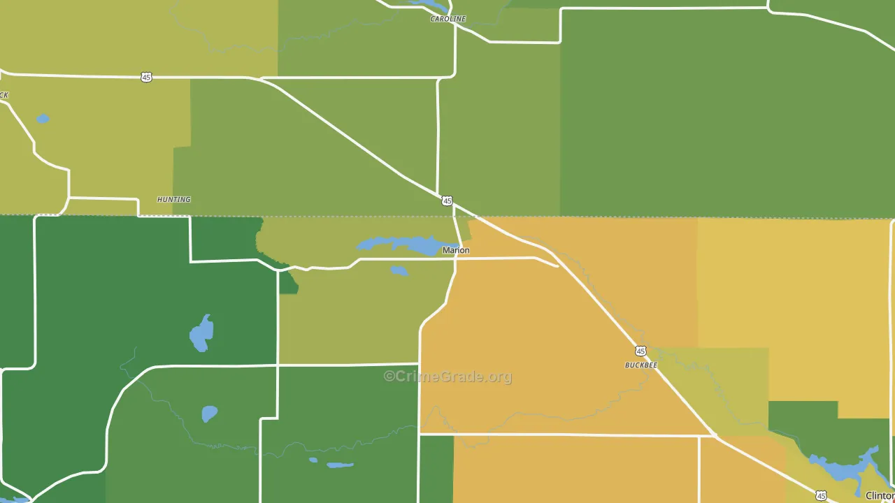 Marion, WI Map of Drug-Related Crime Rates