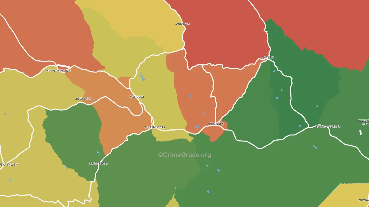 Mariposa, CA Map of Drug-Related Crime Rates