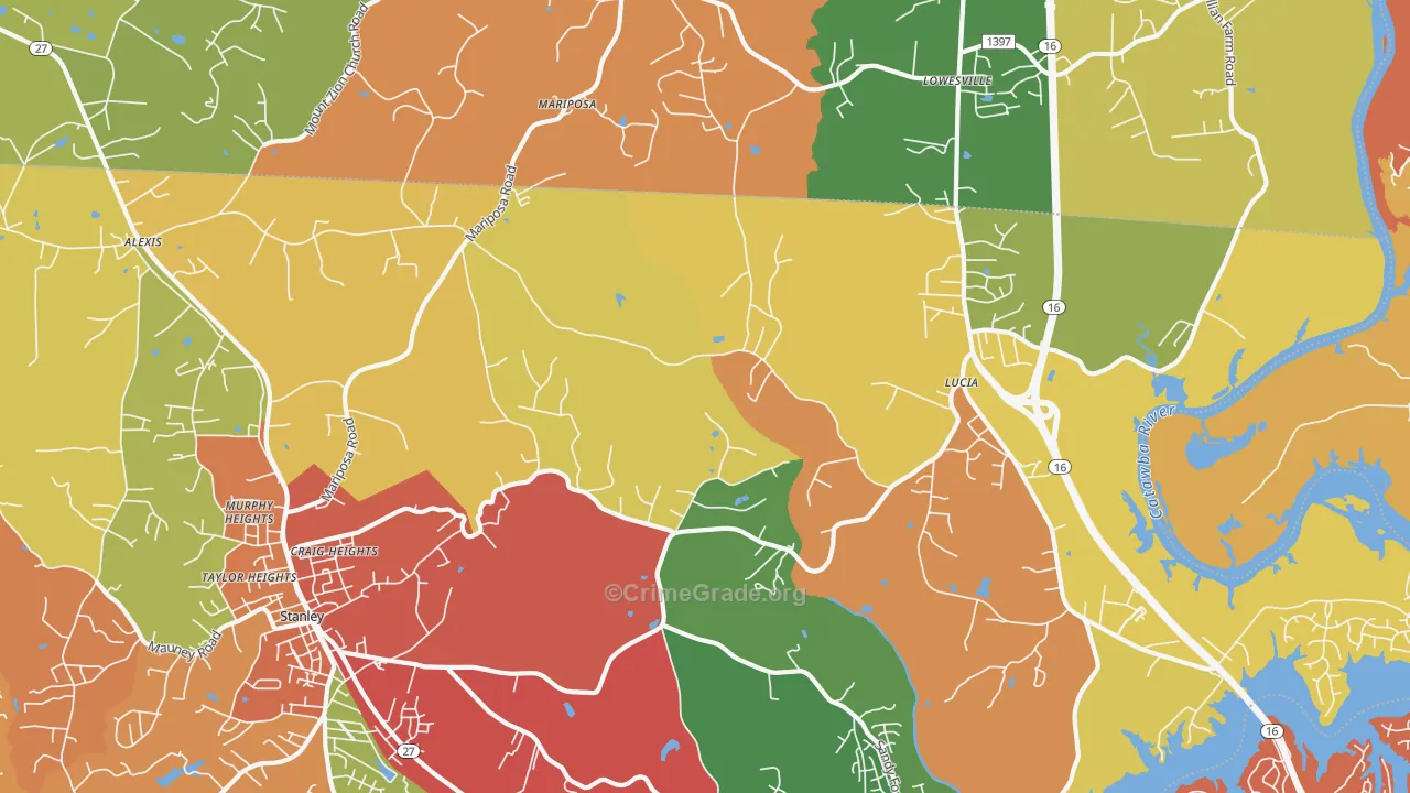 Mariposa, NC Map of Drug-Related Crime Rates