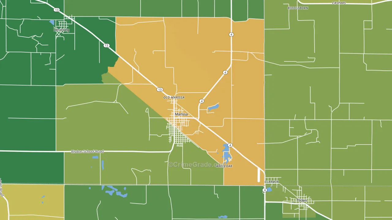 Marissa, IL Map of Drug-Related Crime Rates