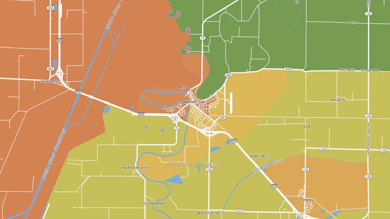 Marked Tree, AR Map of Drug-Related Crime Rates