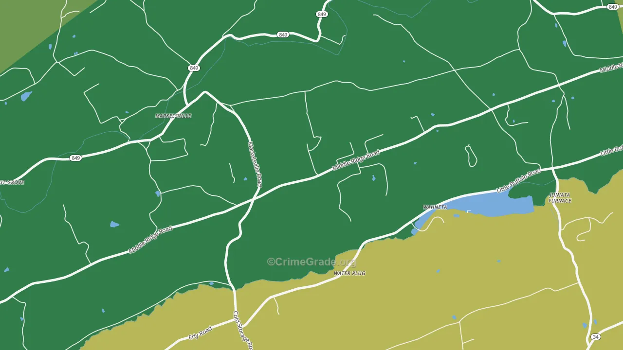 Markelsville, PA Map of Drug-Related Crime Rates