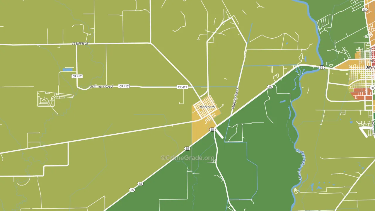 Markham, TX Map of Drug-Related Crime Rates