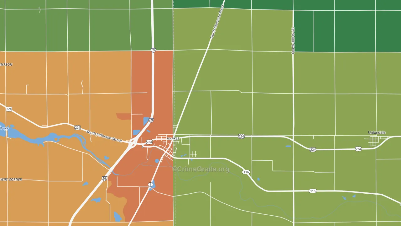 Markle, IN Map of Drug-Related Crime Rates