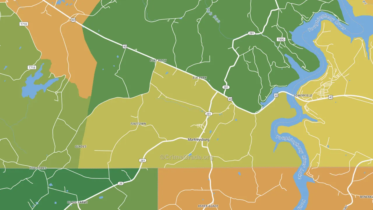 Markleysburg, PA Map of Drug-Related Crime Rates