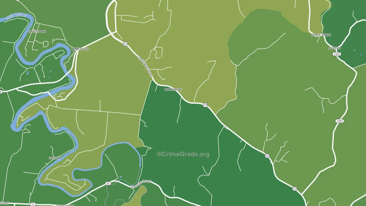 Marksbury, KY Map of Drug-Related Crime Rates