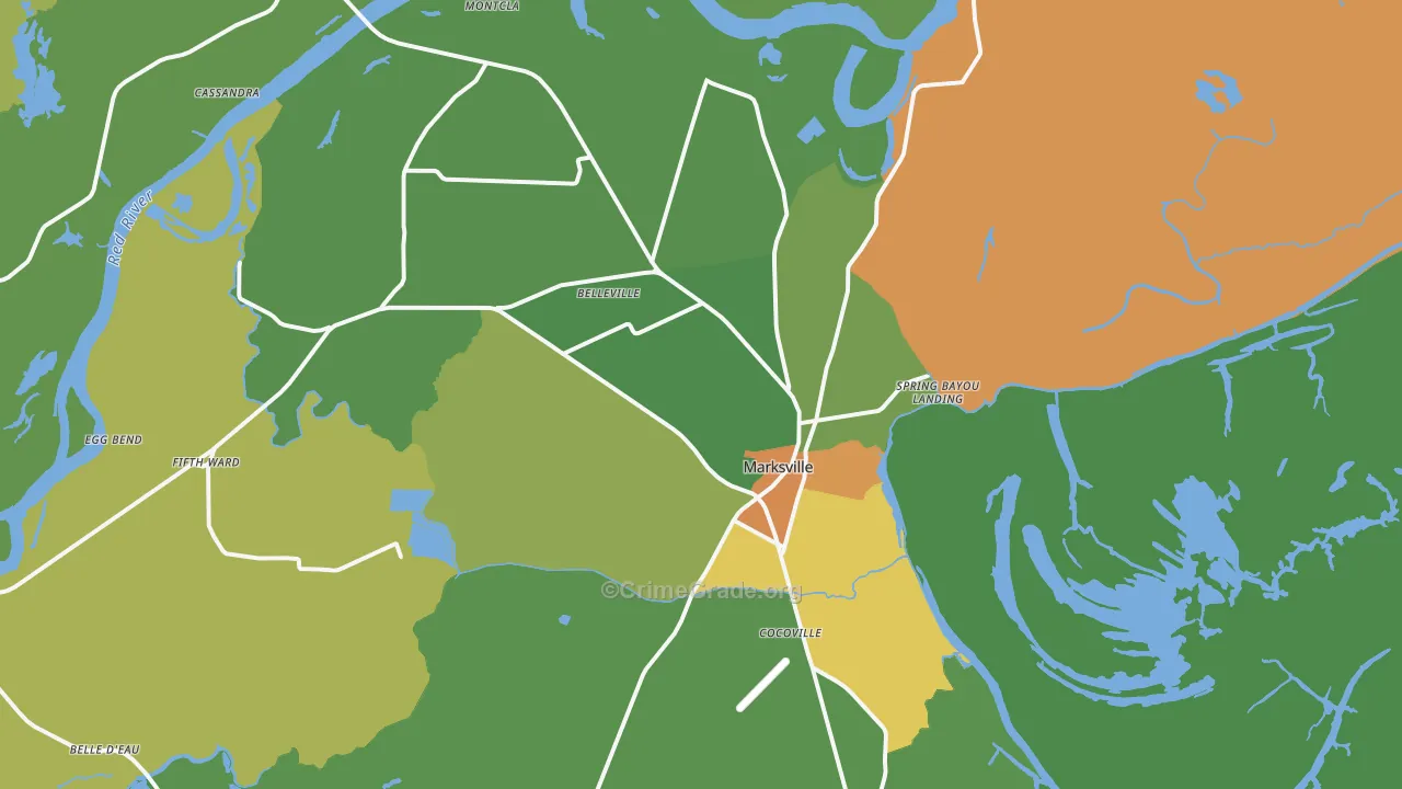 Marksville, LA Map of Drug-Related Crime Rates