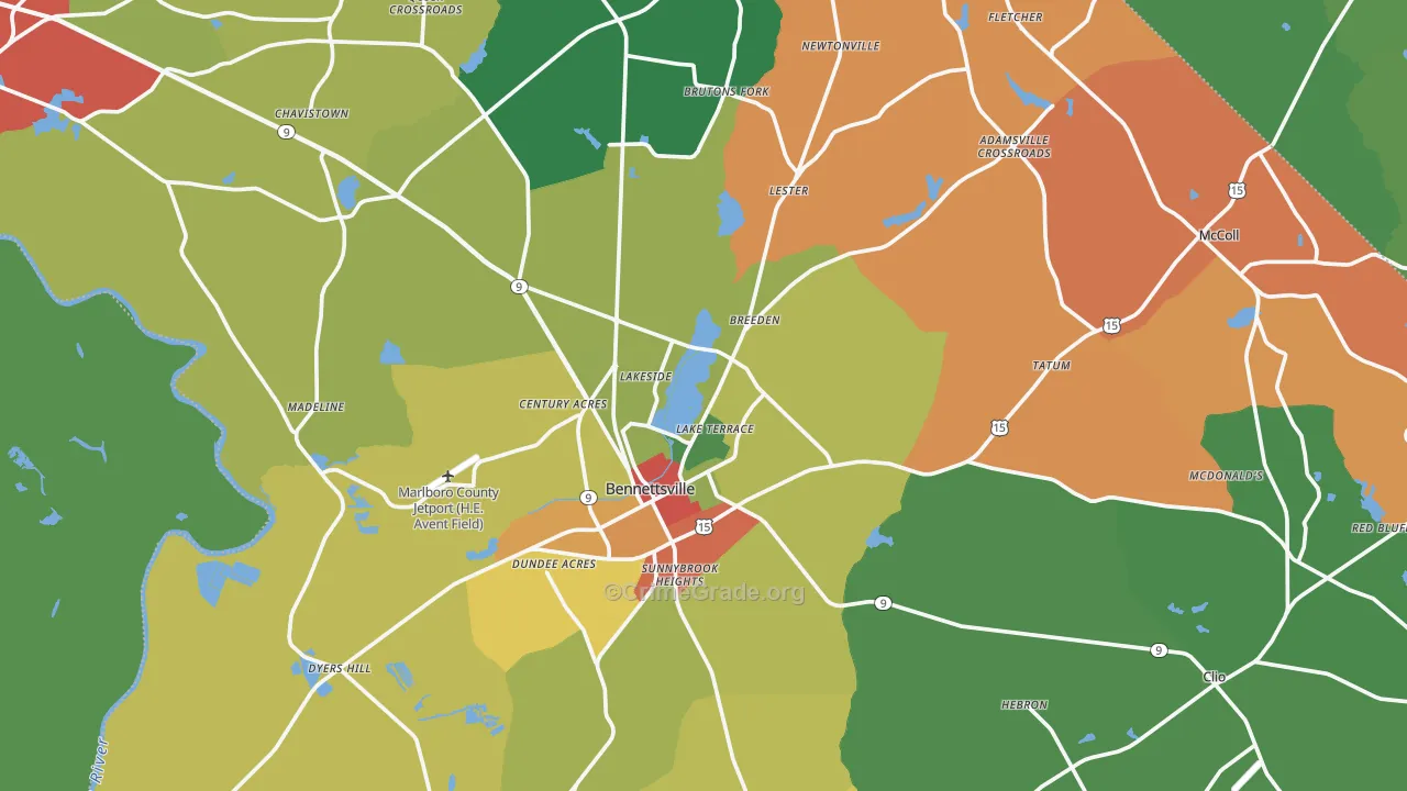 Marlboro County, SC Map of Drug-Related Crime Rates