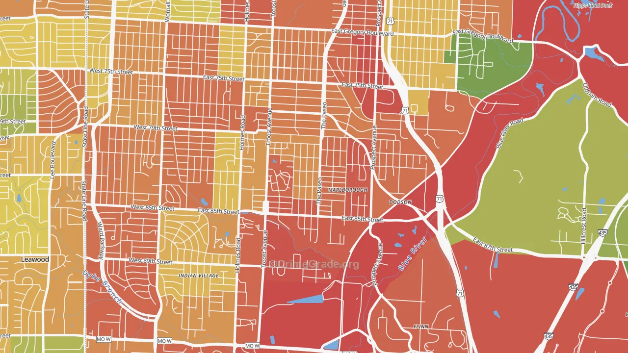 Marlborough Heights-Marlborough Pride, Kansas City, MO Map of Drug-Related Crime Rates