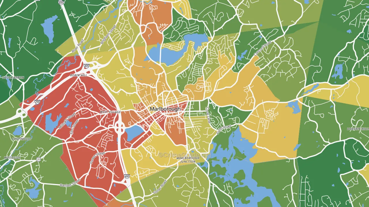 Marlborough, MA Map of Drug-Related Crime Rates