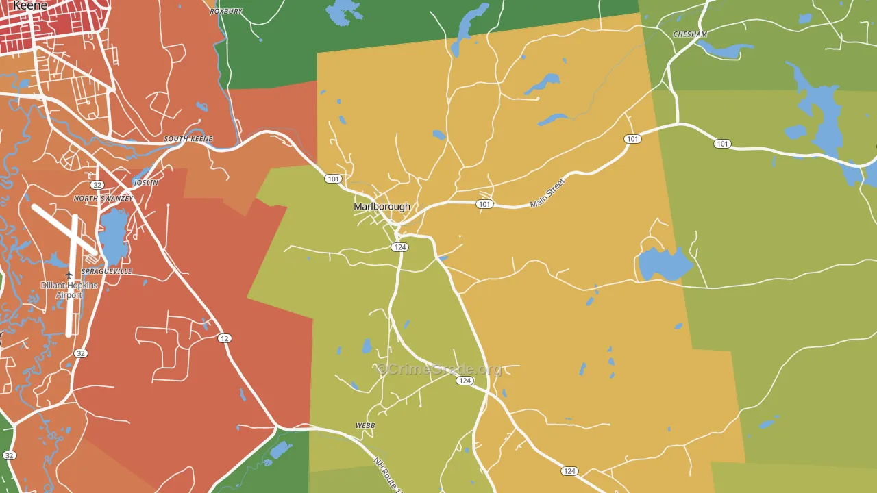 Marlborough, NH Map of Drug-Related Crime Rates
