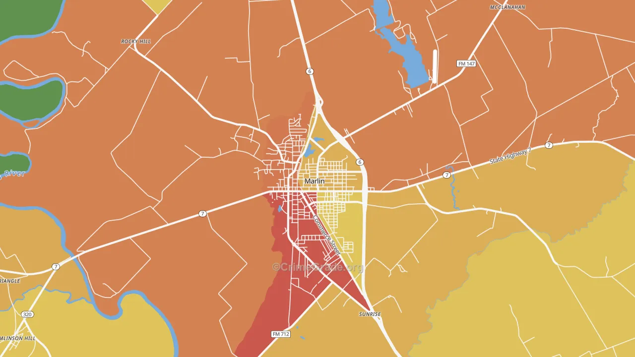 Marlin, TX Map of Drug-Related Crime Rates