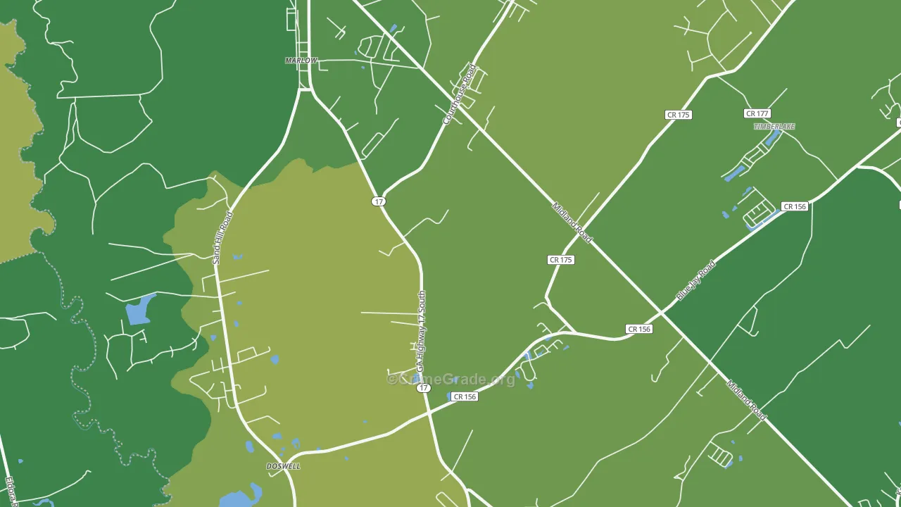 Marlow, GA Map of Drug-Related Crime Rates