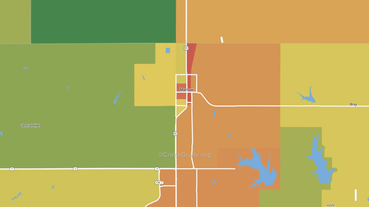 Marlow, OK Map of Drug-Related Crime Rates