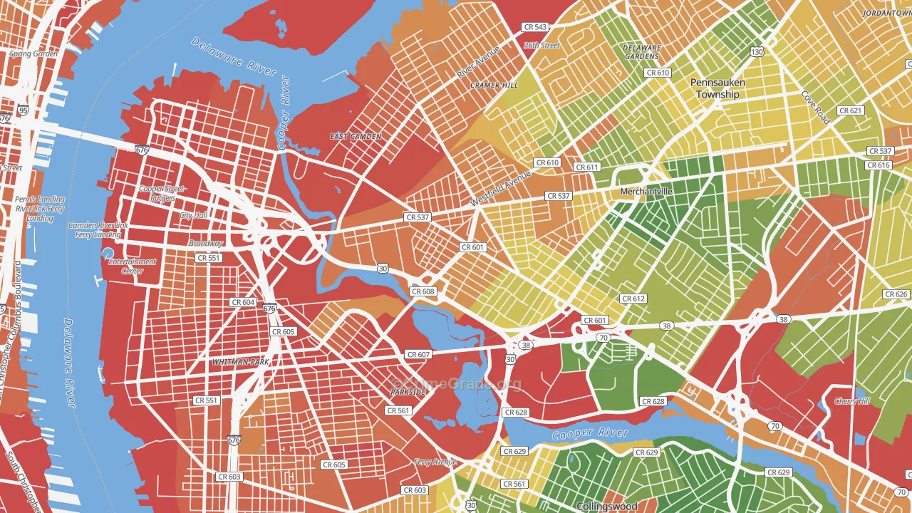 Marlton, Camden, NJ Map of Drug-Related Crime Rates