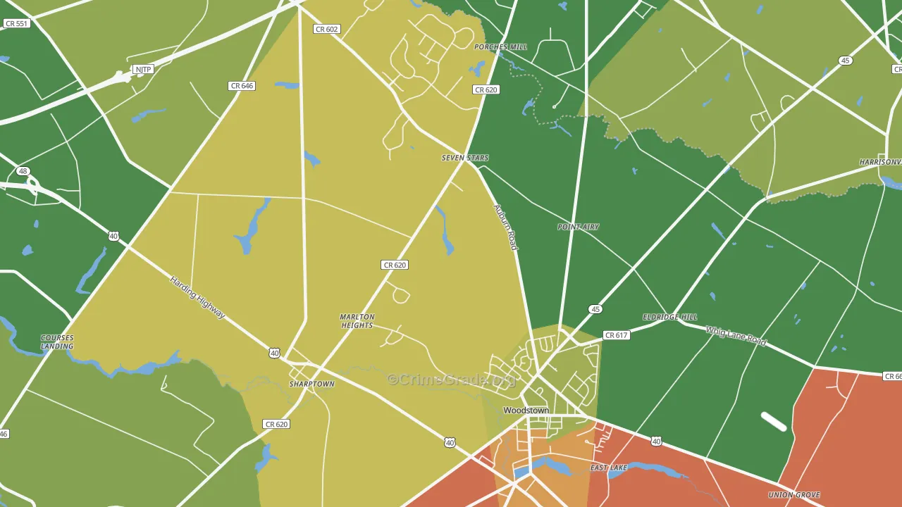 Marlton Heights, NJ Map of Drug-Related Crime Rates