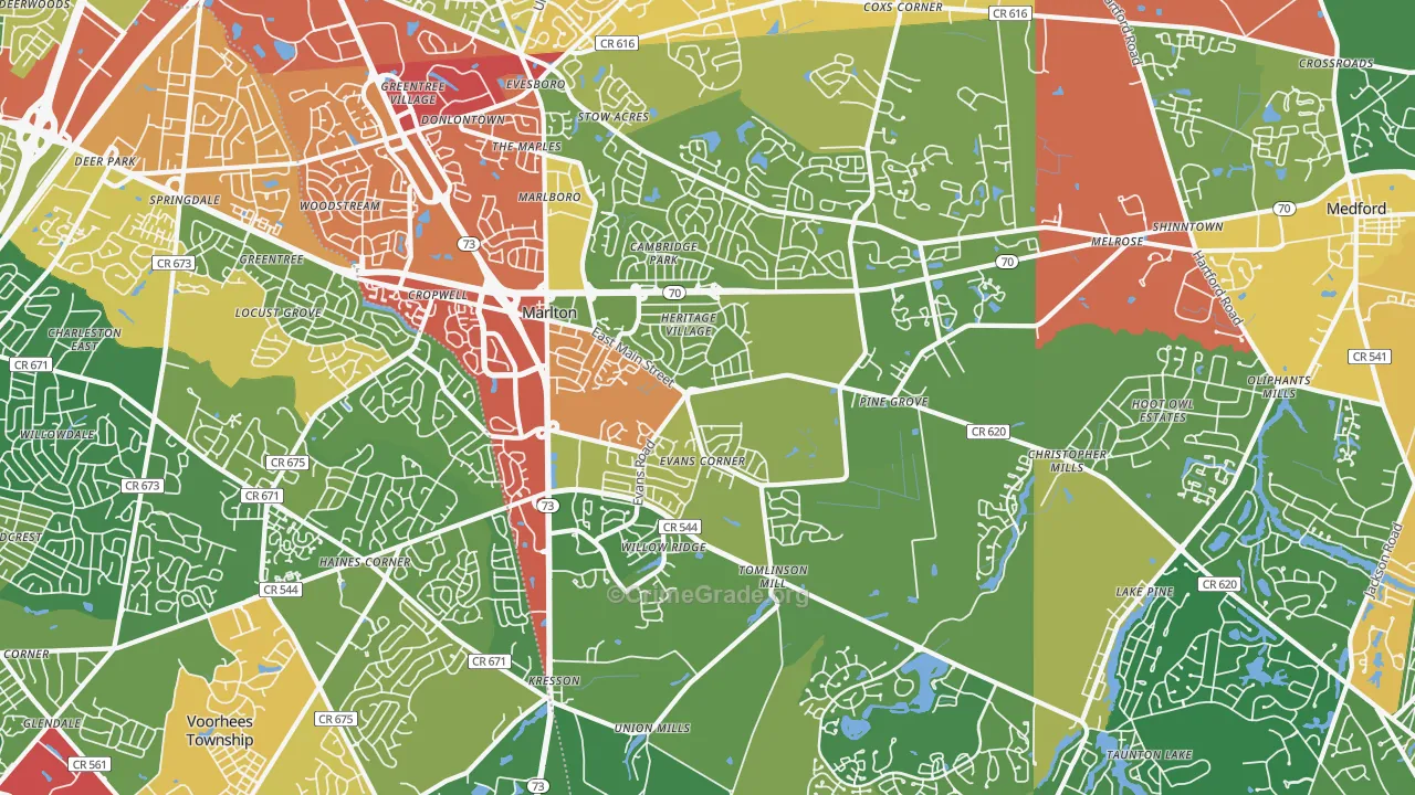 Marlton, NJ Map of Drug-Related Crime Rates
