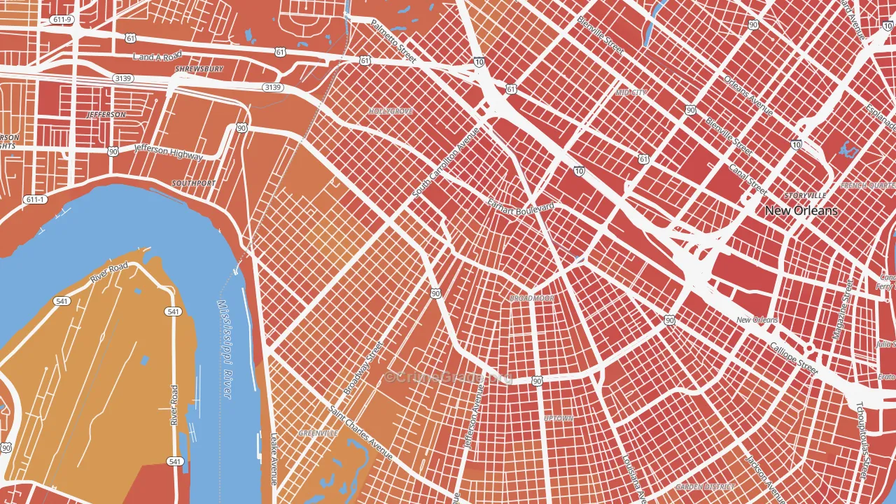 Marlyville, New Orleans, LA Map of Drug-Related Crime Rates