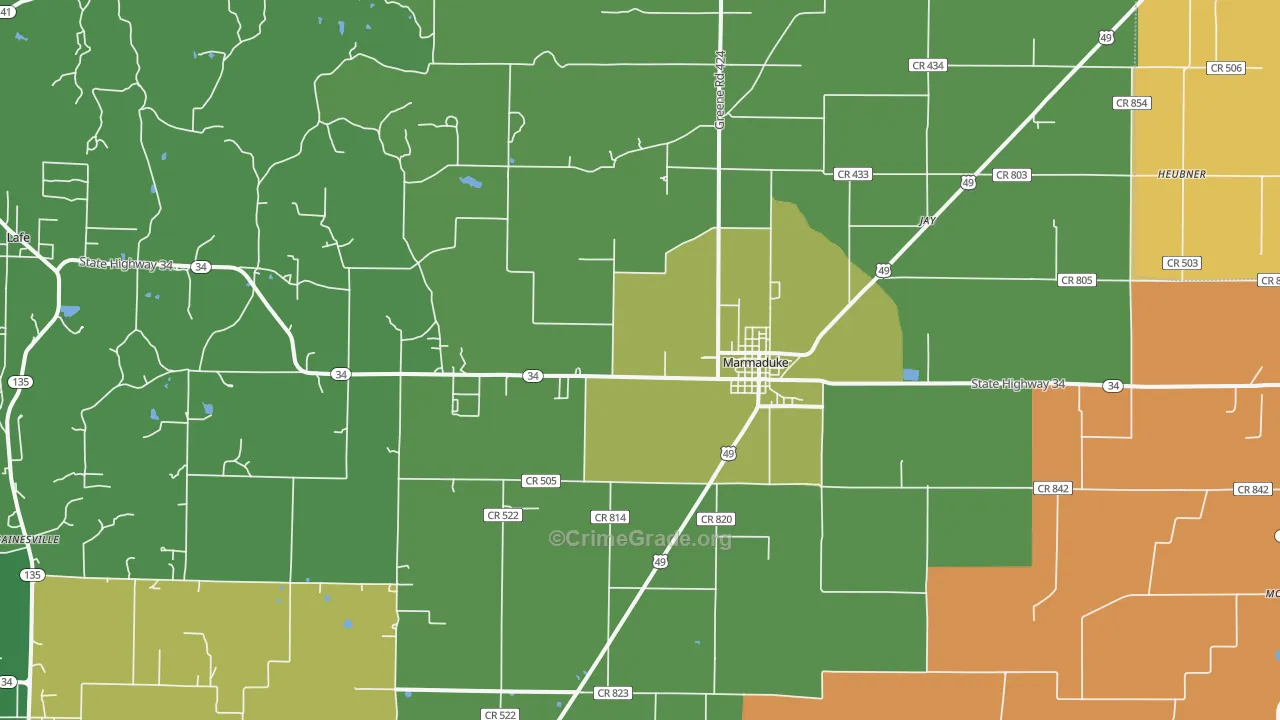 Marmaduke, AR Map of Drug-Related Crime Rates