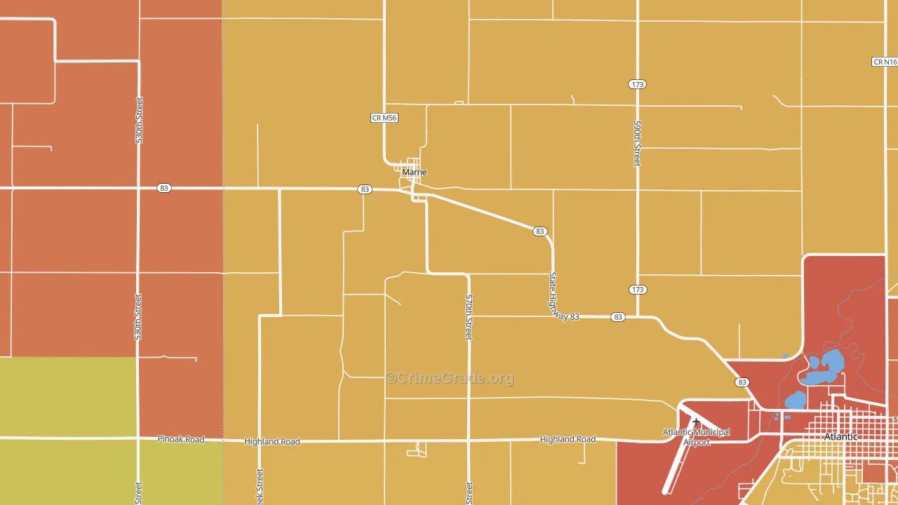 Marne, IA Map of Drug-Related Crime Rates