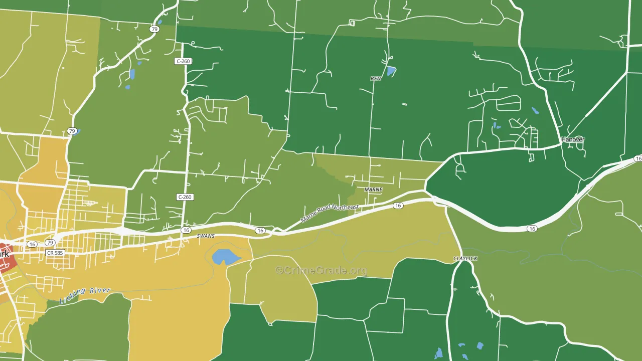 Marne, OH Map of Drug-Related Crime Rates