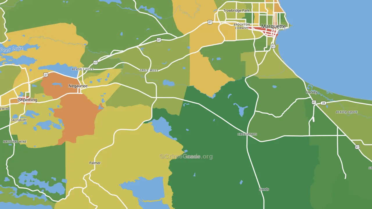 Marquette County, MI Map of Drug-Related Crime Rates