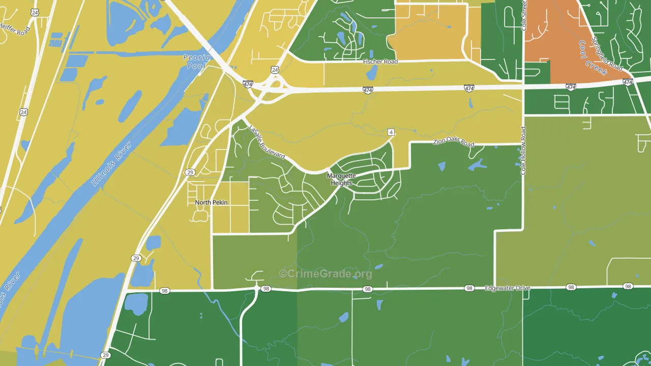 Marquette Heights, IL Map of Drug-Related Crime Rates