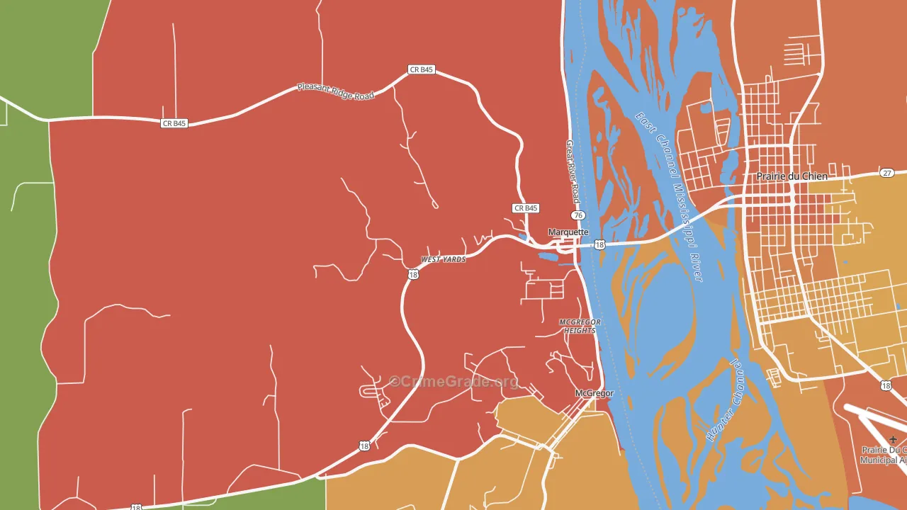 Marquette, IA Map of Drug-Related Crime Rates