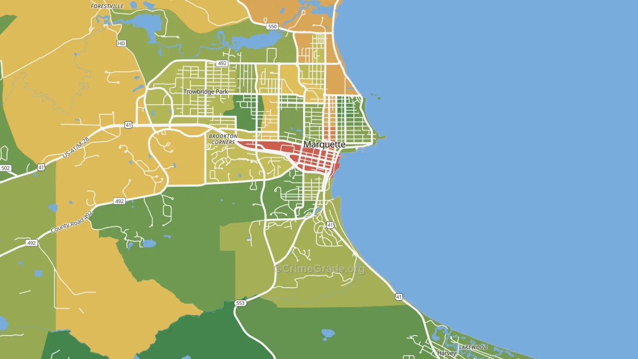 Marquette, MI Map of Drug-Related Crime Rates