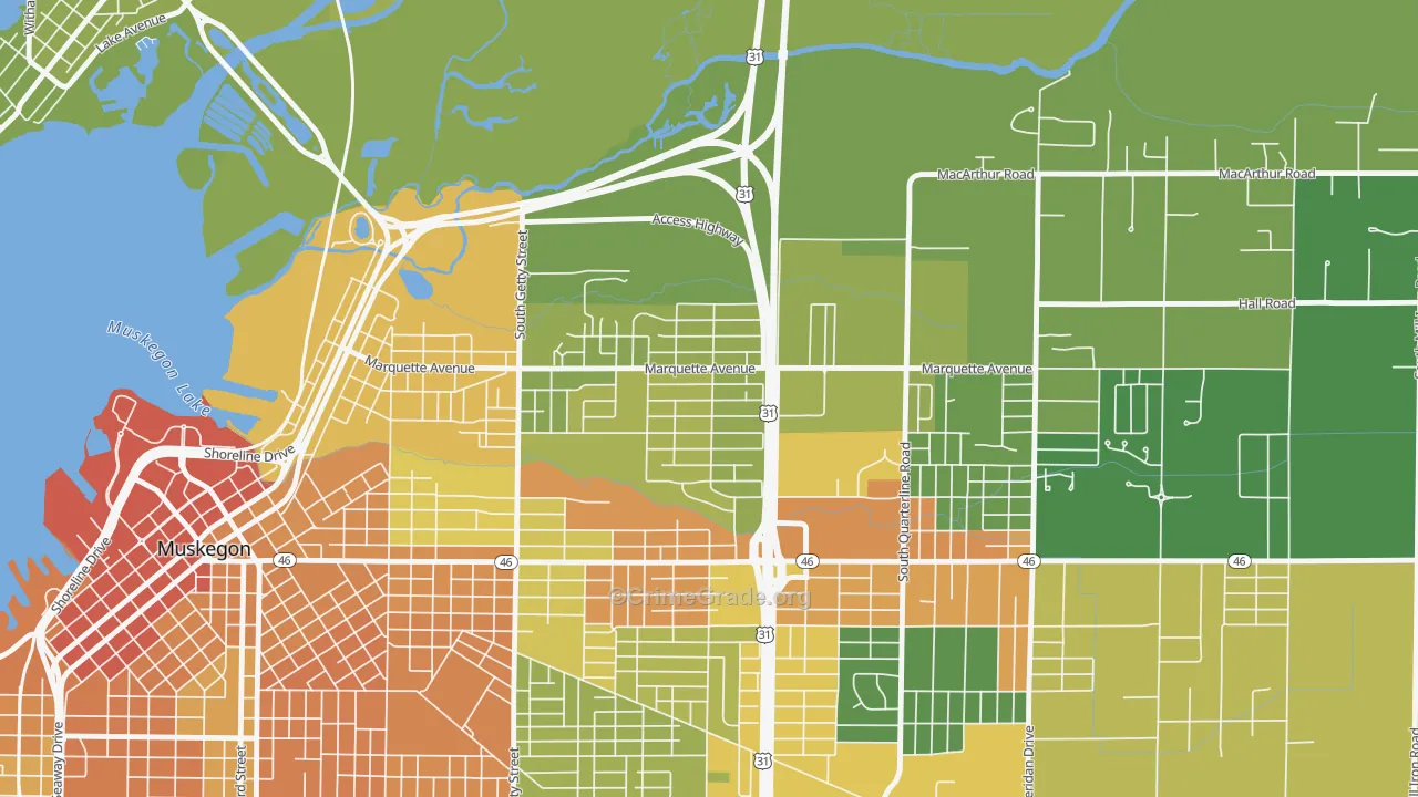 Marquette, Muskegon, MI Map of Drug-Related Crime Rates